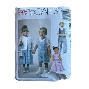 Vintage MCCALLS Toddler Romper Dress Jacket Shirt Pattern Uncut #2033 1999